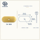 Size drawing: brass oblong backplate 54x25mm