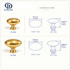 Size drawing: brass oval cabinet knob