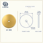 Size drawing: brass round backplate 45mm