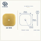 Size drawing: brass squircle backplate 60mm