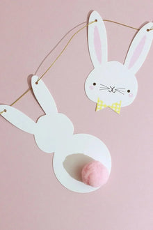 Bunny Bunting with White Rabbit Faces and Pom-Pom Tails