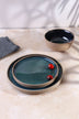 Canvara Handcrafted Stoneware Plates and Bowls in Teal and Natural — G Decor