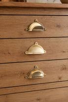 Classic cup pull in polished, aged and satin brass, second view