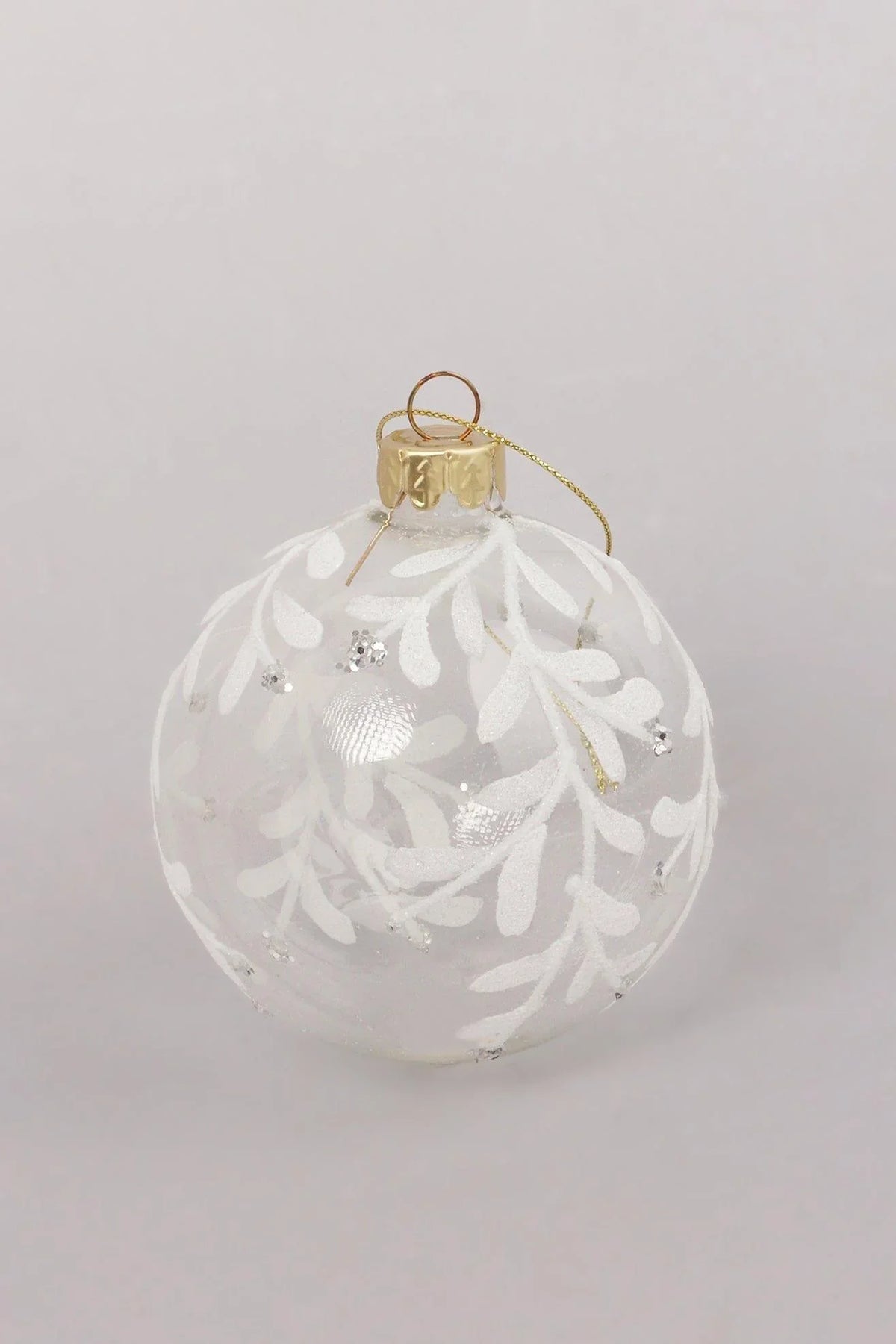 Clear Frosted Leaf Hand-Finished Glass Christmas Baubles — alternate view, G Decor