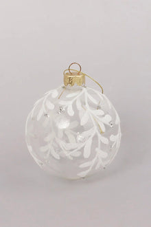 Boules de Noël givrées en verre, finition à la main — Blanc & Argent