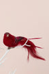Handmade Velvet Feather Clip-On Christmas Birds in Black Red or Teal — lifestyle view, G Decor