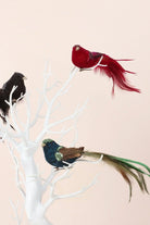 Handmade Velvet Feather Clip-On Christmas Birds in Black Red or Teal — G Decor