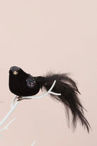 Handmade Velvet Feather Clip-On Christmas Birds in Black Red or Teal — alternate view, G Decor