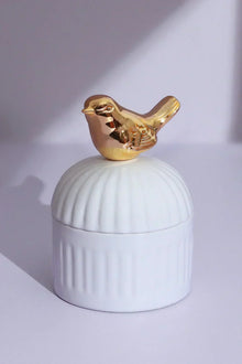 Cute Bird Soy Wax Scented Candle in Ceramic Jewellery Pot