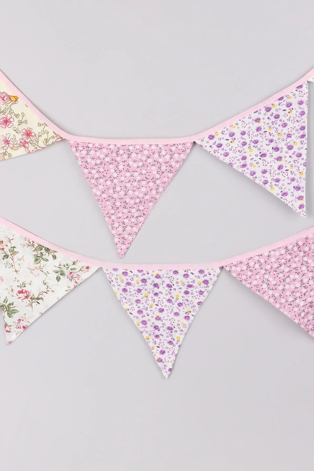 Pink and White Floral Cloth Bunting — view 5, G Decor