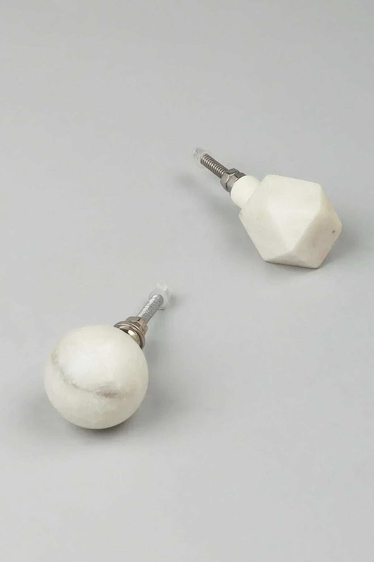 Estella handcrafted white marble cabinet pull knob — natural stone drawer hardware, G Decor