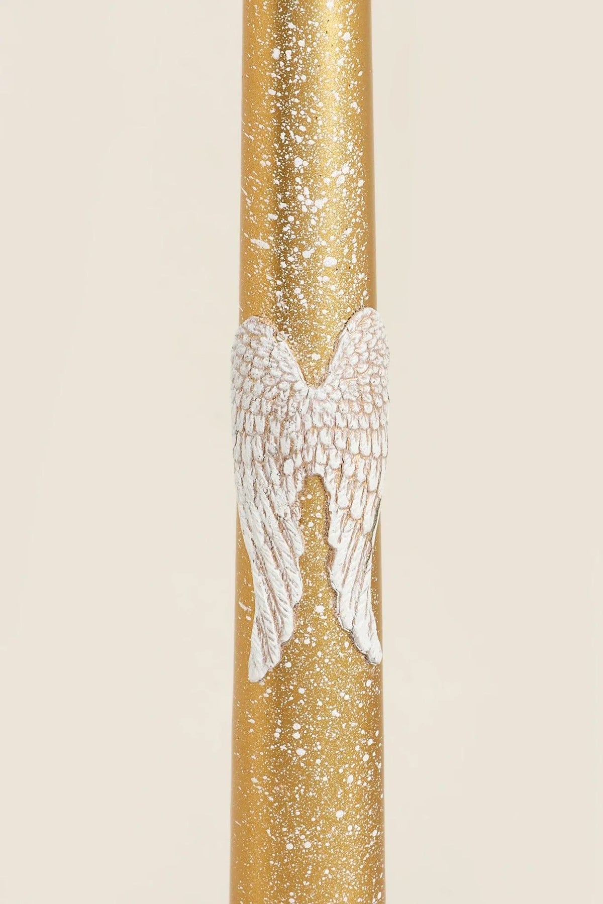 Featheré Wings Pair of Gold Wax Taper Candles with Angel Wing Detail — alternate view, G Decor