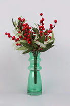 Festive Hand-Finished Red Holly Branch with Berries — G Decor