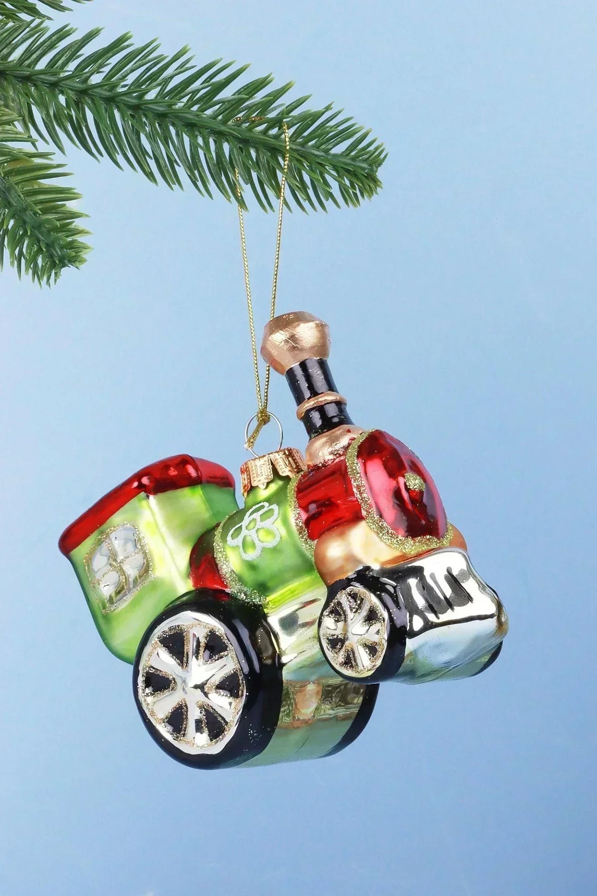 North Pole Polar Express Train Hand-Painted Glass Christmas Bauble — G Decor