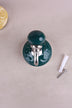 Dark green floral ceramic wall hook with a chrome hook