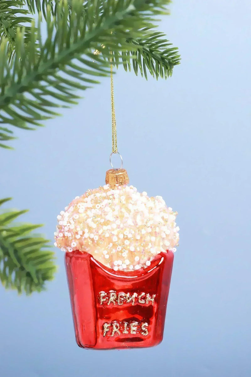 Boule de Noël en verre avec frites