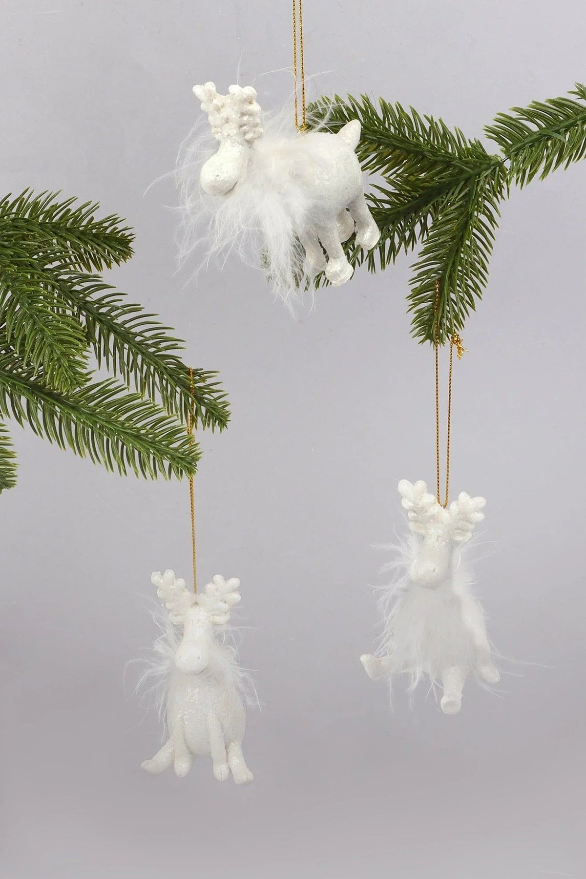 Frosted White Reindeer Christmas Tree Hanging Ornament — G Decor