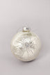 Silver Frosted Glass Christmas Bauble with Beads and Snowflake Design — close-up view, G Decor