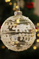 White Frost Sonata Hand-Painted Glass Christmas Bauble with Lacework — G Decor
