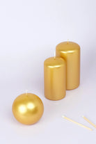 Grace Alouette Gold Lacquered Pillar and Ball Candles — G Decor