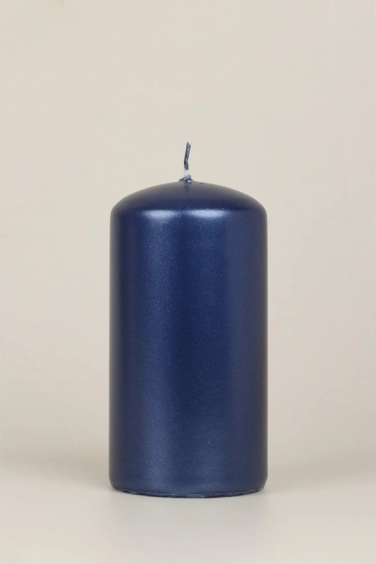 Grace Alouette Navy Blue Lacquered Pillar and Ball Candles — close-up view, G Decor