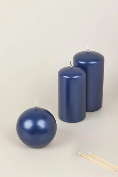 Grace Alouette navy-blaue lackierte Säulen- und Kugelkerzen