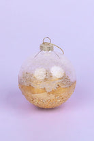 Hand-painted sequin and crackle gold Christmas baubles — alternate view, G Decor