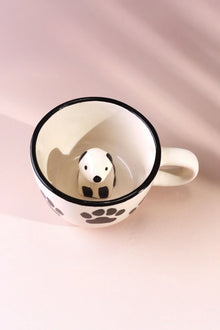 Handbemalte Keramiktasse mit Pfotenabdruck und 3D-Welpenmotiv