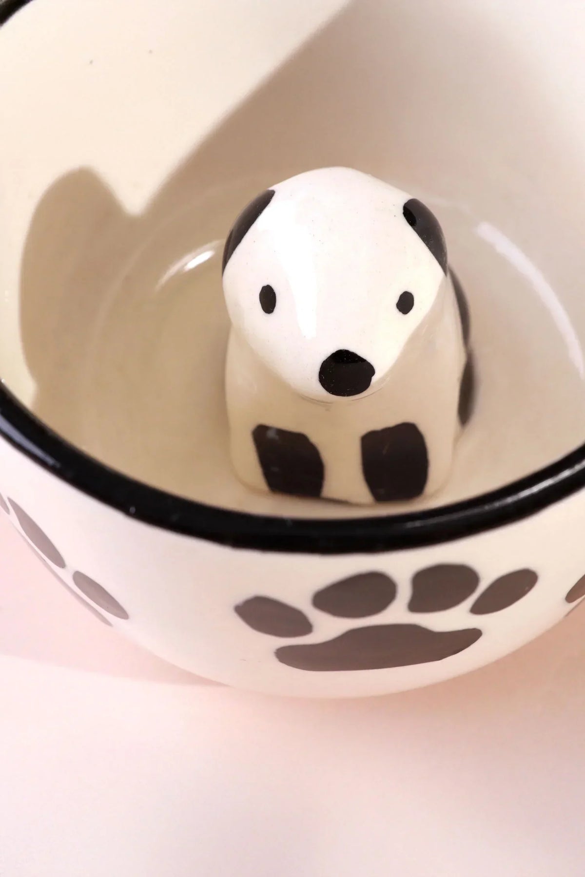 Hand-Painted Paw Print Doggy Ceramic Mug with 3D Puppy — lifestyle view, G Decor