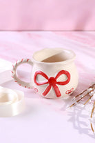 Hand-Painted Red Bow Ribbon Ceramic Gift Mug — G Decor