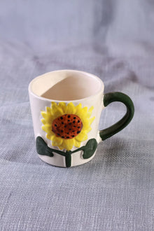 Hand-Painted Sunflower Bloom Ceramic Mug Collection
