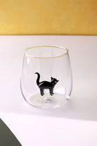 Curious Cats Glass Tumbler with Cat Figurine — alternate view, G Decor