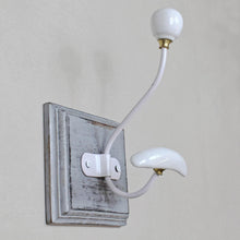 Grey and White Wooden Wall Coat Hook Rack