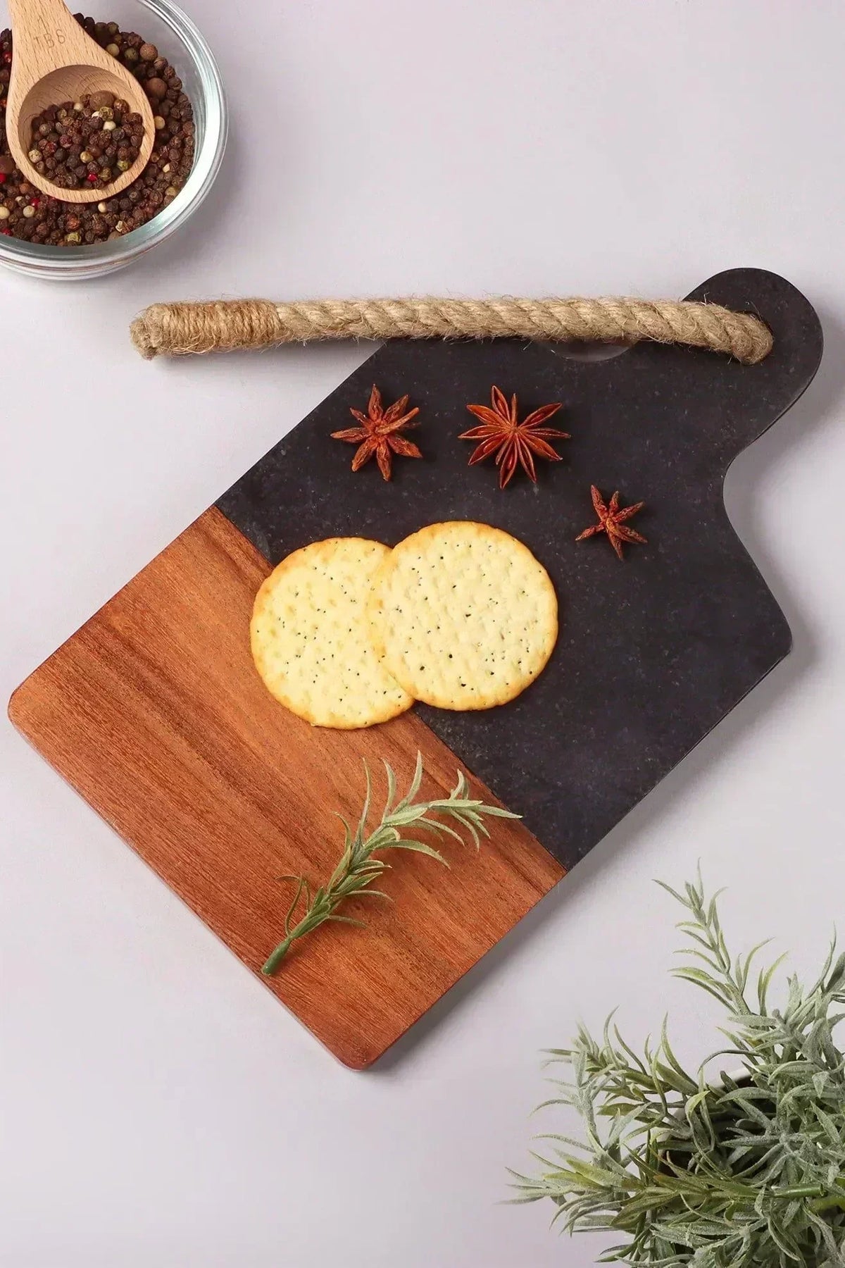 Large Black Marble and Wood Chopping and Charcuterie Board — G Decor