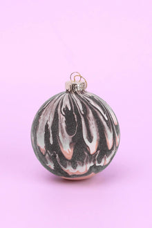 Black White and Gold Marble Effect Christmas Bauble
