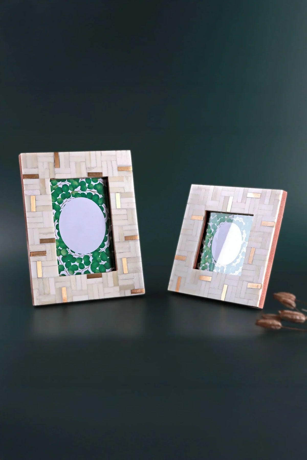 Milano Linea Bone Inlay Photo Frame in Cream and Gold — G Decor