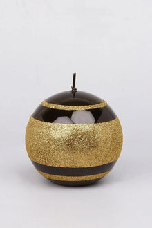 Clarae Mirror Glass Pillar and Ball Candles in Black and Gold Stripe