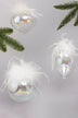 Pearlescent Glass Christmas Baubles with White Feather Detail — G Decor