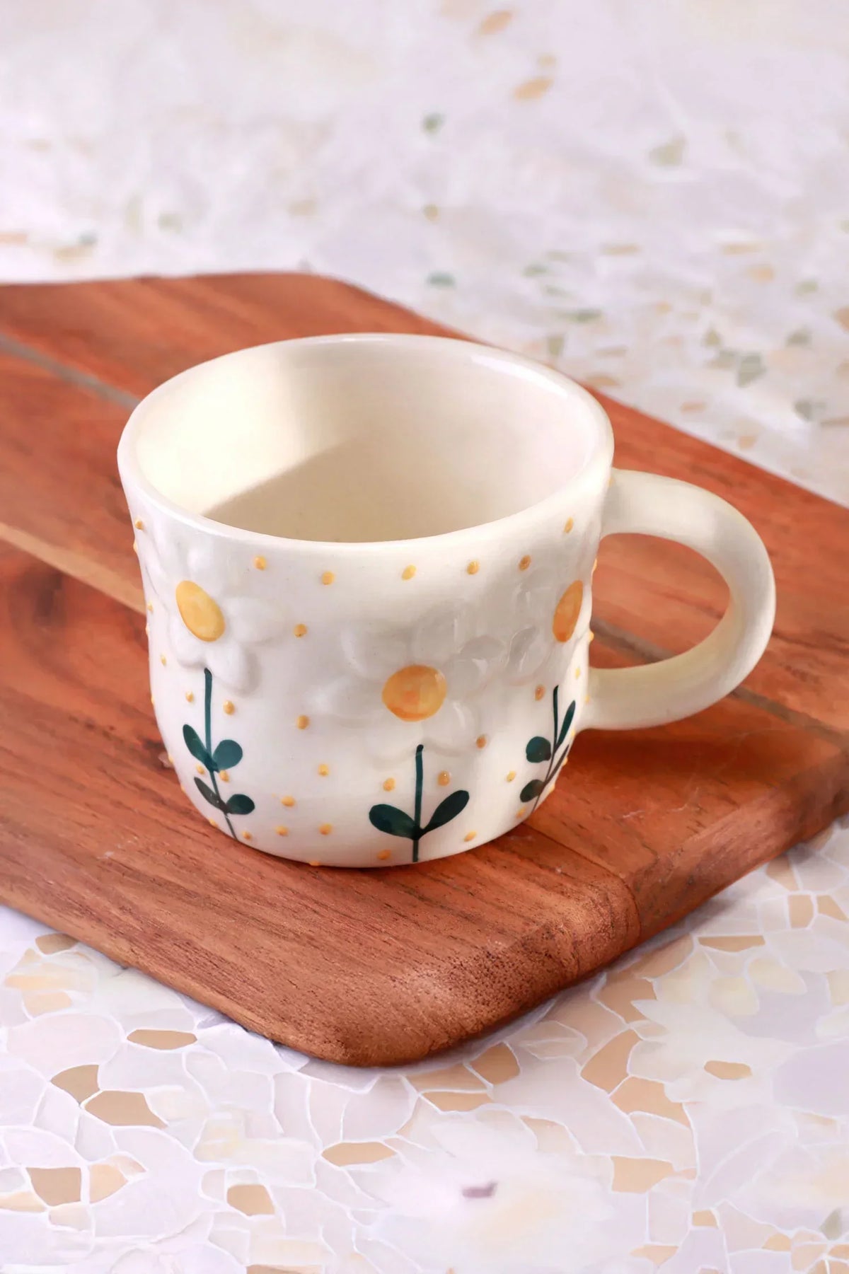 Petal Wildflower Hand-Painted Floral Ceramic Mug — close-up view, G Decor