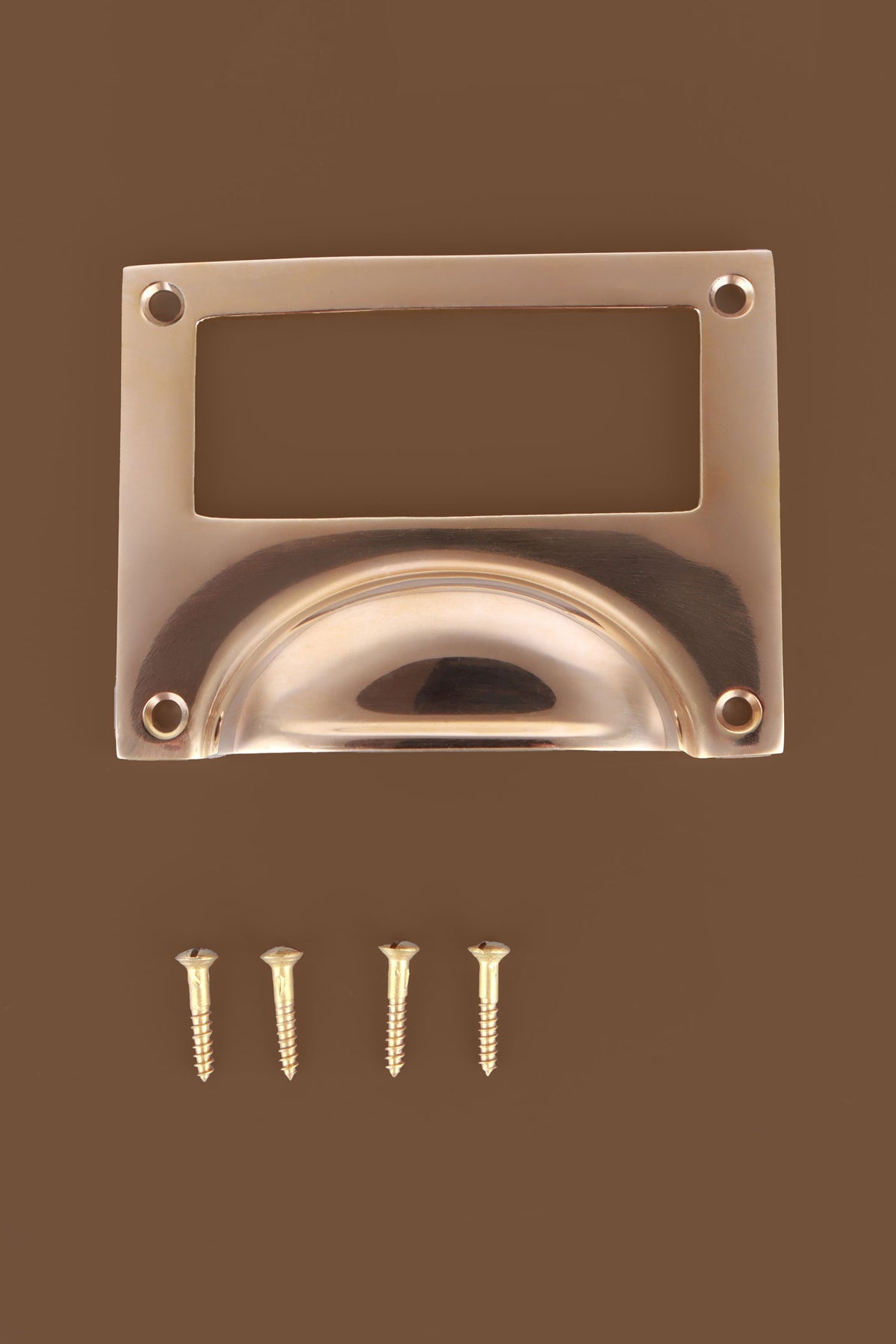 Card frame cup pull in polished brass