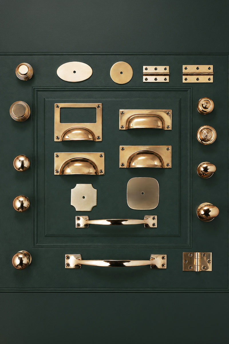 Polished Brass Cabinet Hardware Set, Solid Brass Knobs, Cup Pulls, Pull Handles, Hinges and Rosettes (Build Your Own)
