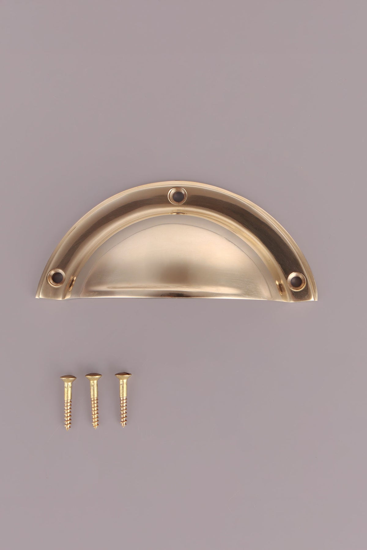 Half moon cup pull in polished brass