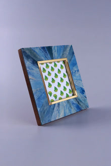 Profondo Blu Bone Inlay Photo Frame in Deep Blue and Gold