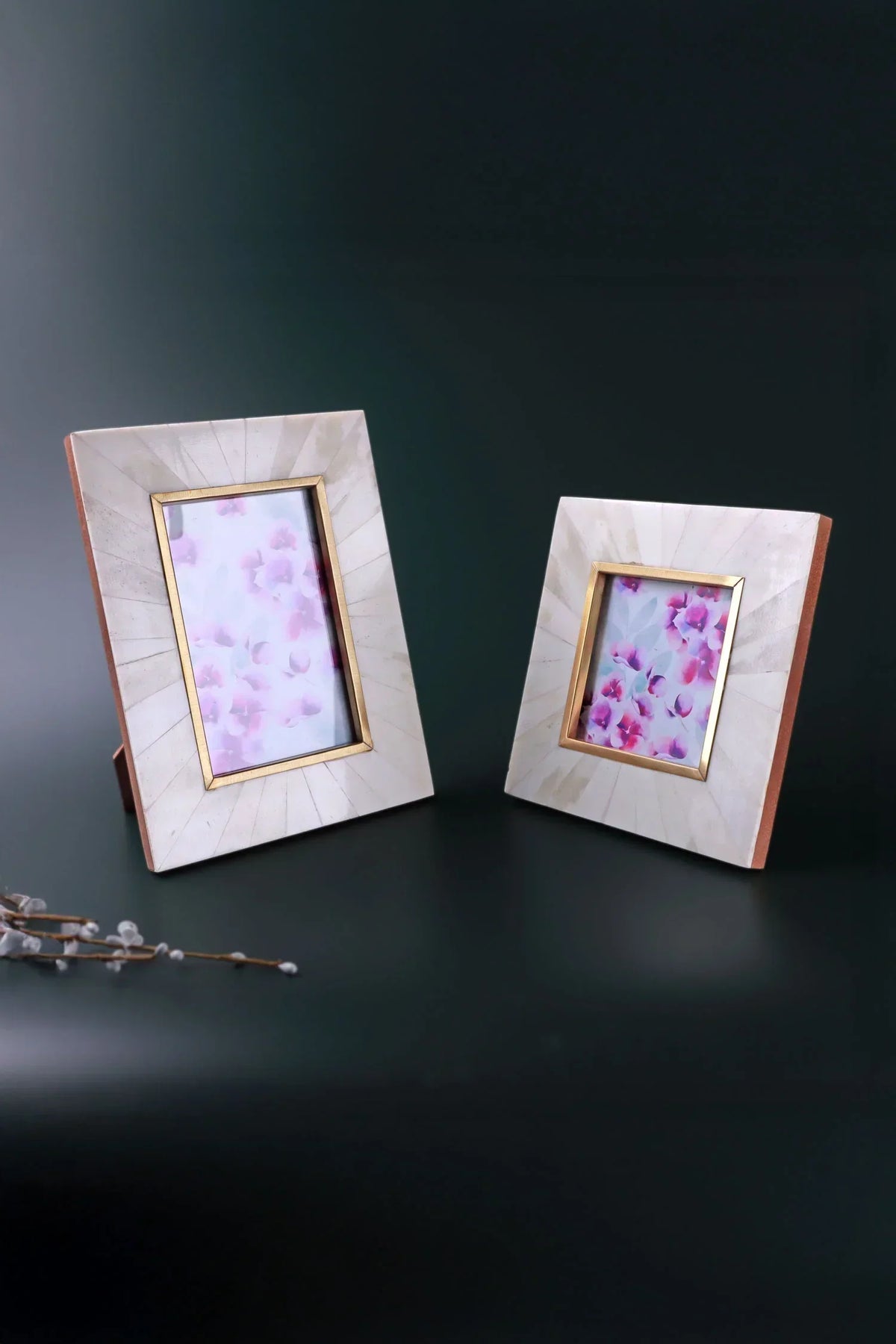 Profondo Crema Bone Inlay Photo Frame in Cream and Gold — G Decor