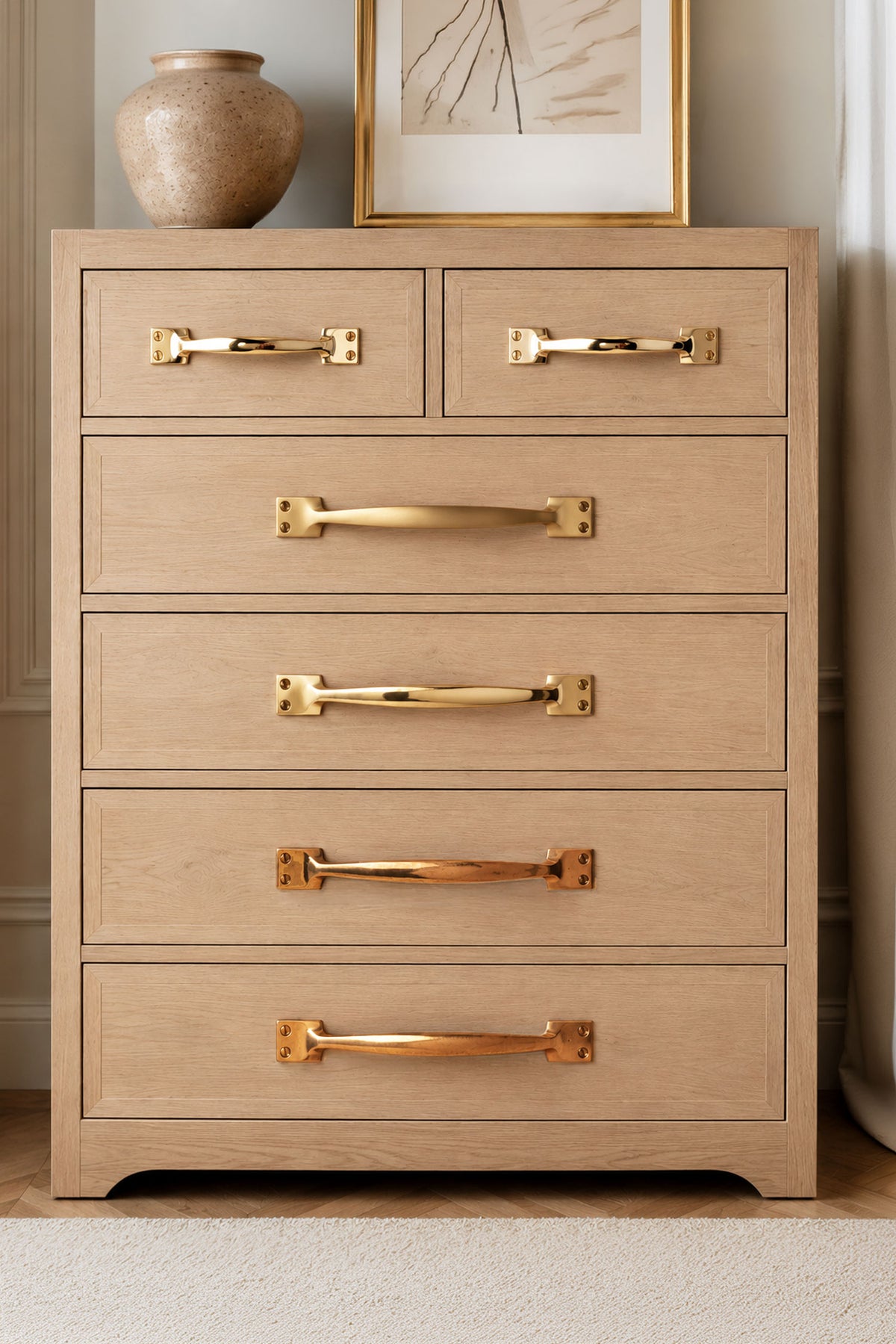 Pull handle in polished, aged and satin brass, second view