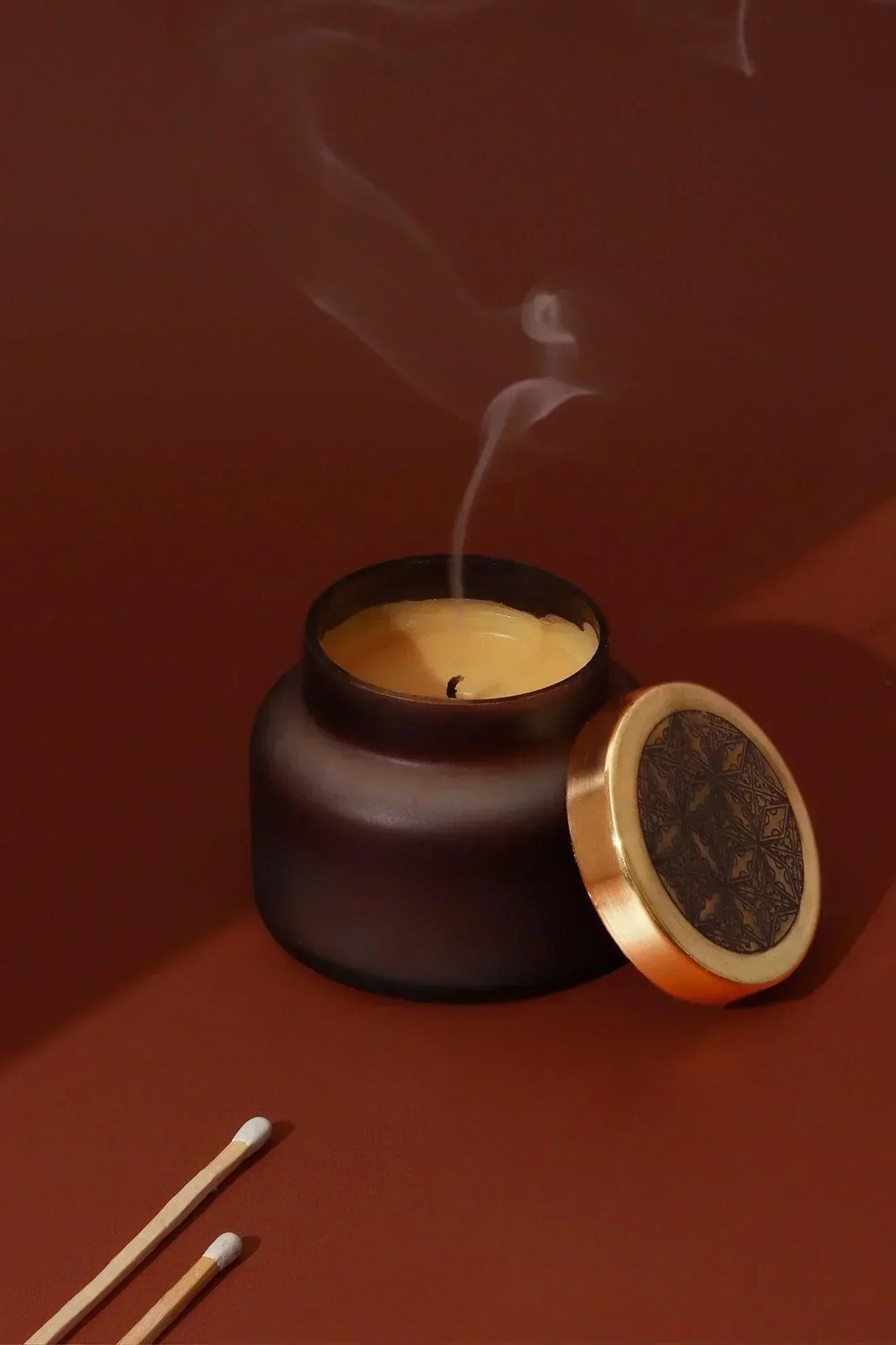 Rasa Nocturne Musk Scented Candle in Frosted Black Glass — G Decor
