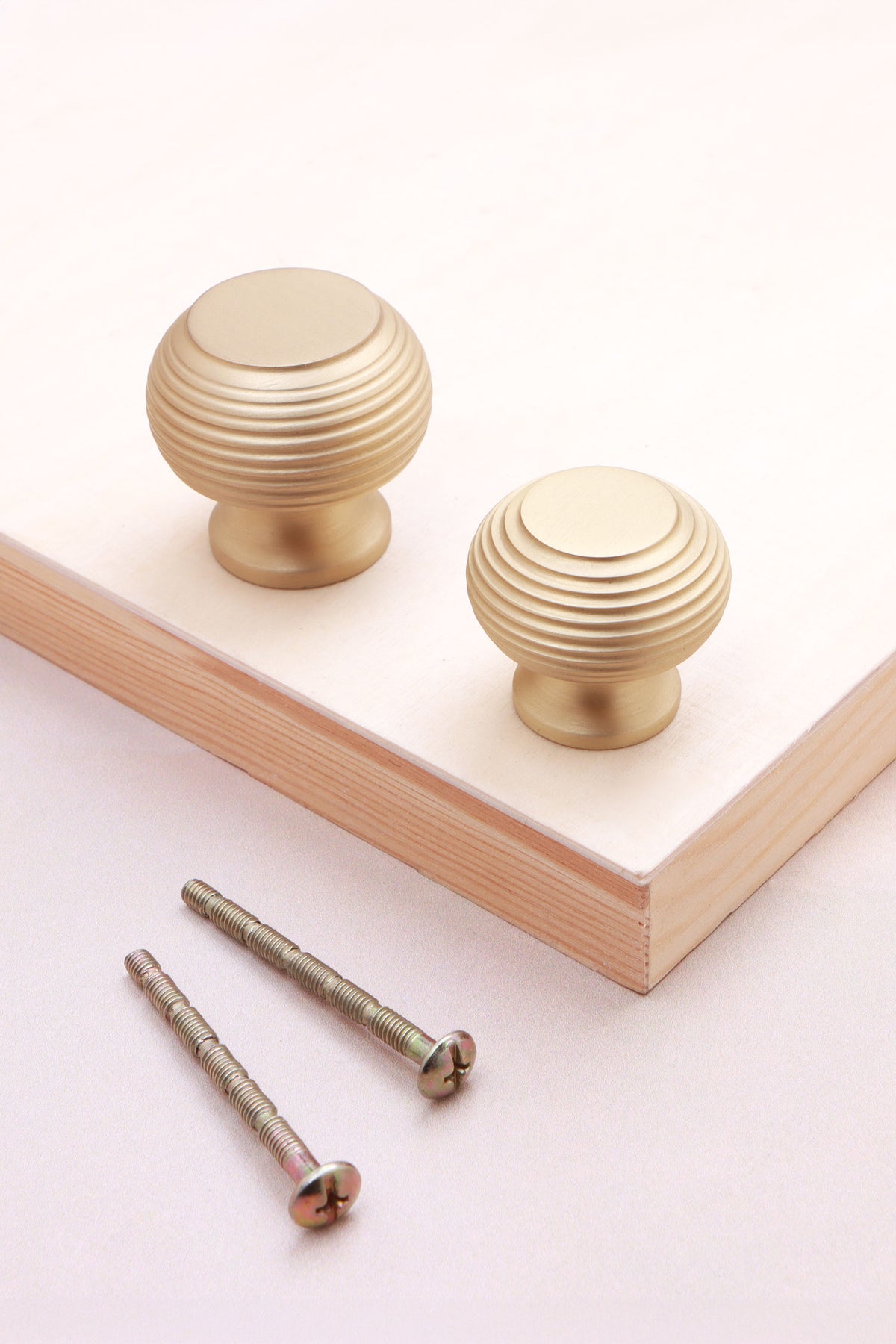 Beehive cabinet knob in satin brass