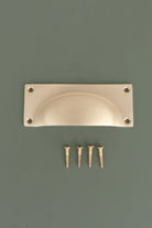Bevelled plate cup pull in satin brass