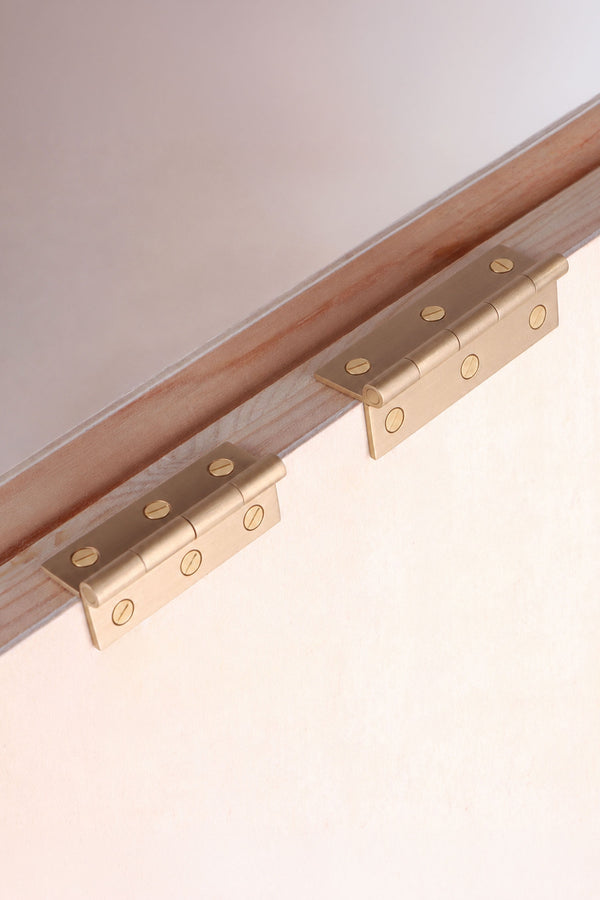Satin Brass Butt Hinges, Solid Brass Cabinet Hinges 2 inch or 2.5 inch, Brushed Cupboard Door Hinge with Screws