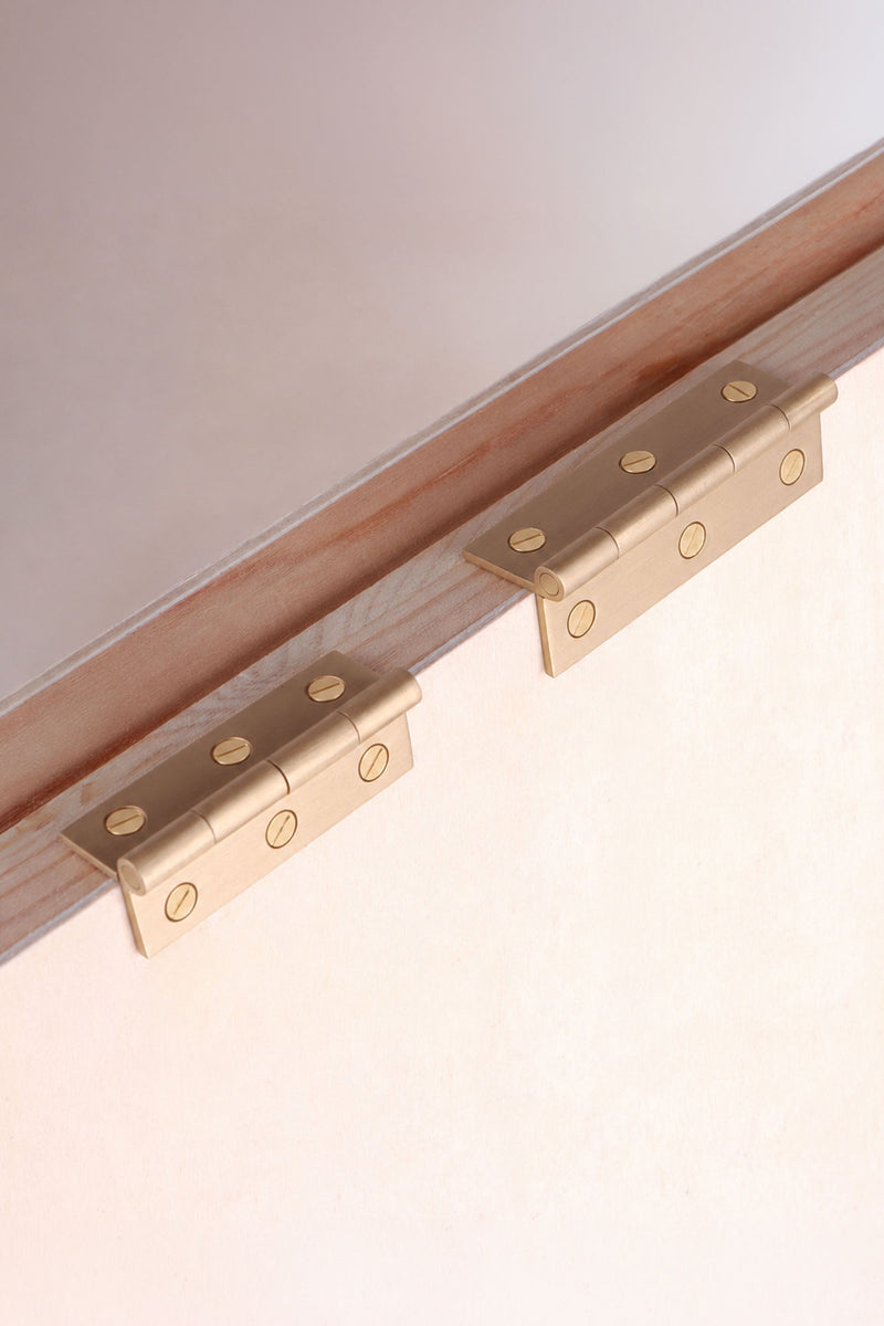 Satin Brass Butt Hinges, Solid Brass Cabinet Hinges 2 inch or 2.5 inch, Brushed Cupboard Door Hinge with Screws